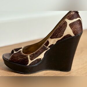 Michael Kors Brown Wedge Heels with Giraffe Print